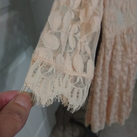 Free People Cream Lace Longsleeve Midi Dress - Picture 2 of 5